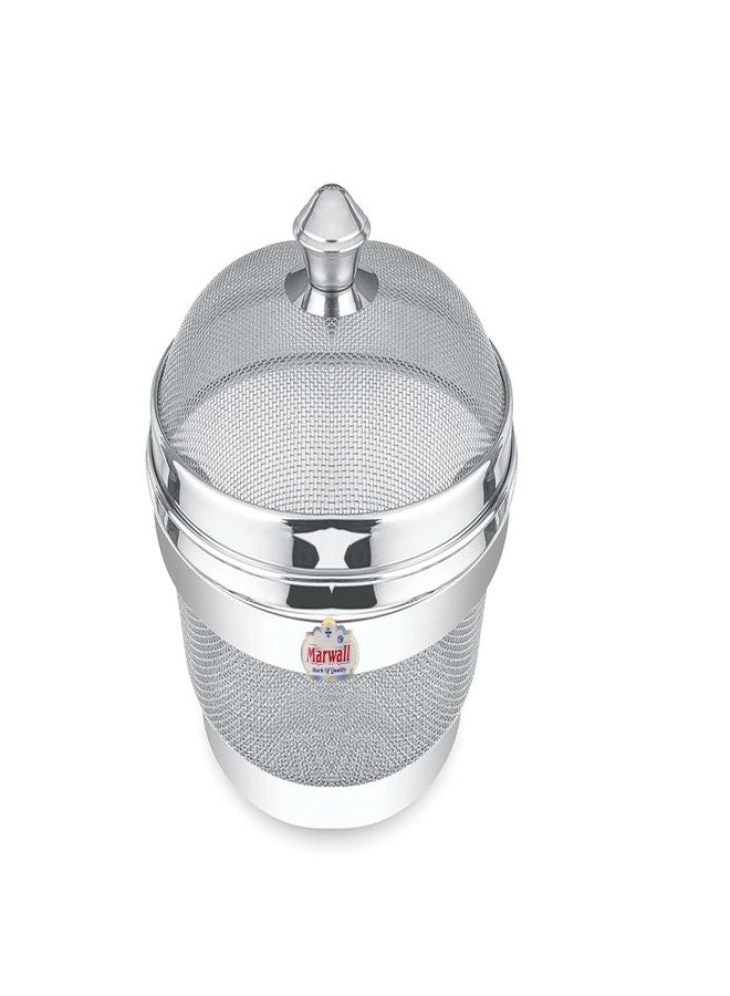 Marwall Round Stainless Steel Fruit & Vegetable Fridge Basket With Cover Lid, Net Basket With Cover (22Cm, 1) - Image 1